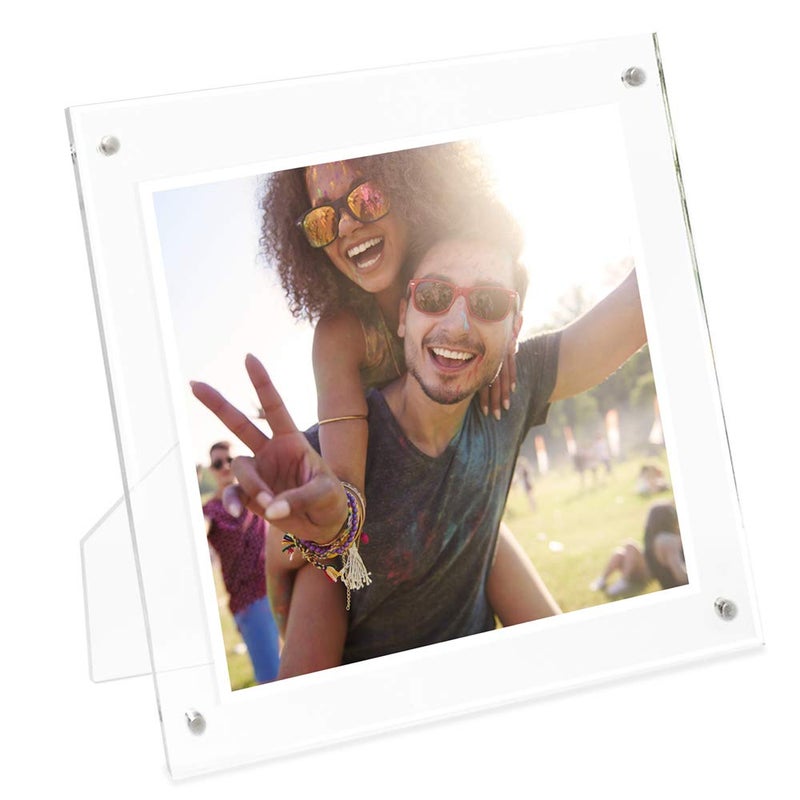 Isaac Jacobs 5â€ x 5â€ Clear Plain Acrylic Picture Frame, Magnetic Photo Frame, Made for Tabletop Display with Two-Way Easel - Image 4